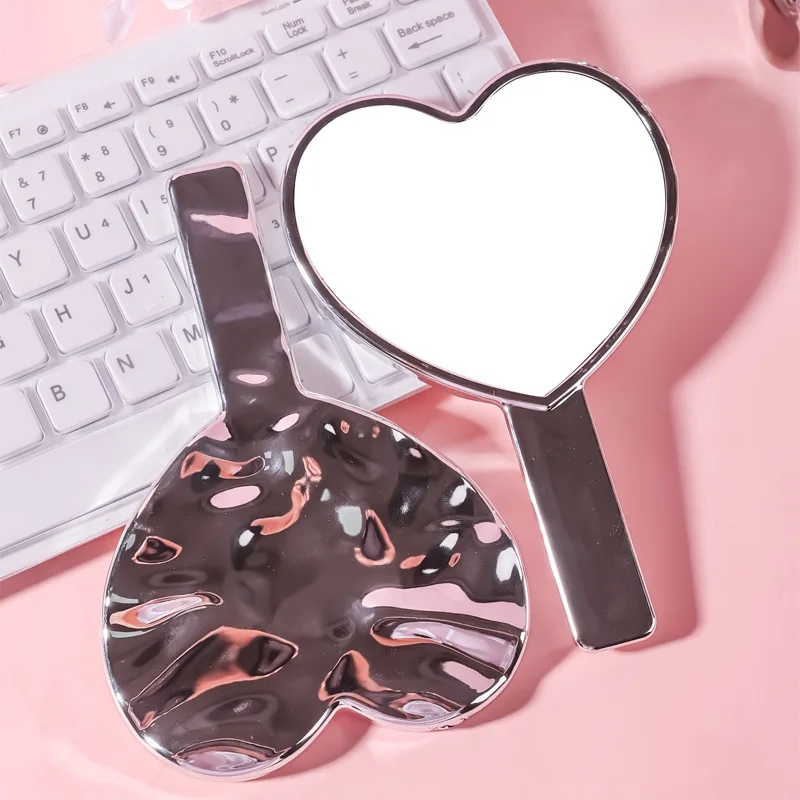 Hot Selling Electroplated Handle Sliver Round Square Small Handheld Makeup Mirror Silver Chrome Handheld Mirror Cosmetic Mirror
