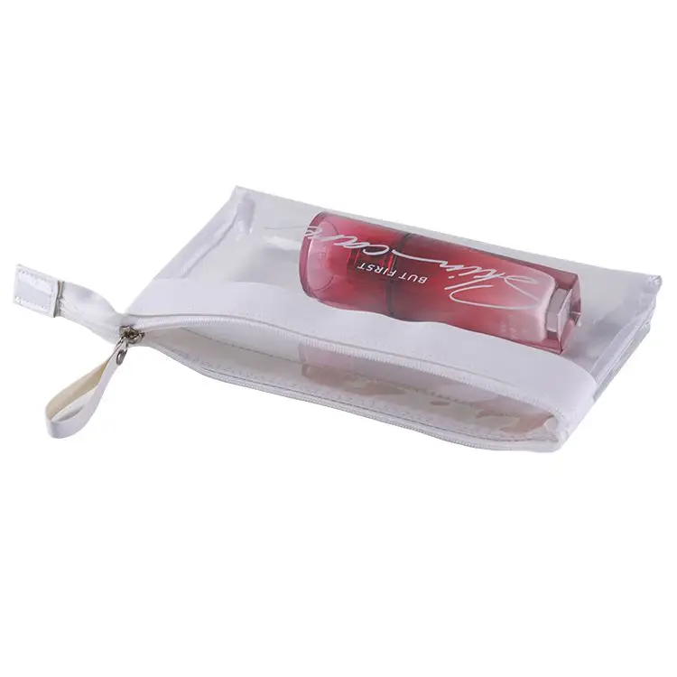 Wholesale custom travel ziplock pvc plastic pu clear transparent cosmetic makeup bag