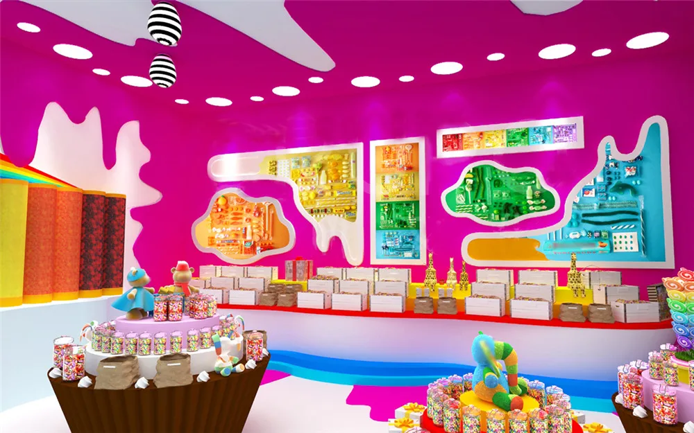 Удивительная мебель для магазина сладостей изготовленная на заказ оборудование дизайн интерьера красочный магазин дисплей