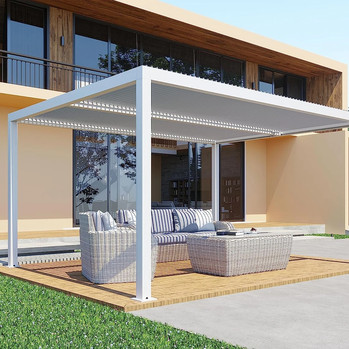 Pergola Canopy Pvc Pergola Canopy Patio Wood Pergola Chinese Style Timber Waterproof Customized Frame Sensor Outdoor Roof Garden