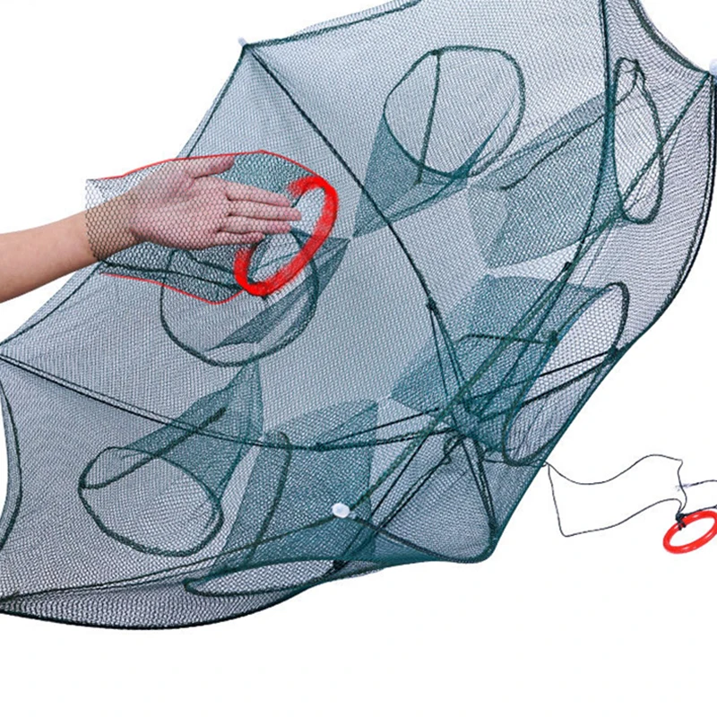 Portable Folding Fishing Net Multi Holes Umbrella Type Automatic Small Fish Trap Cage