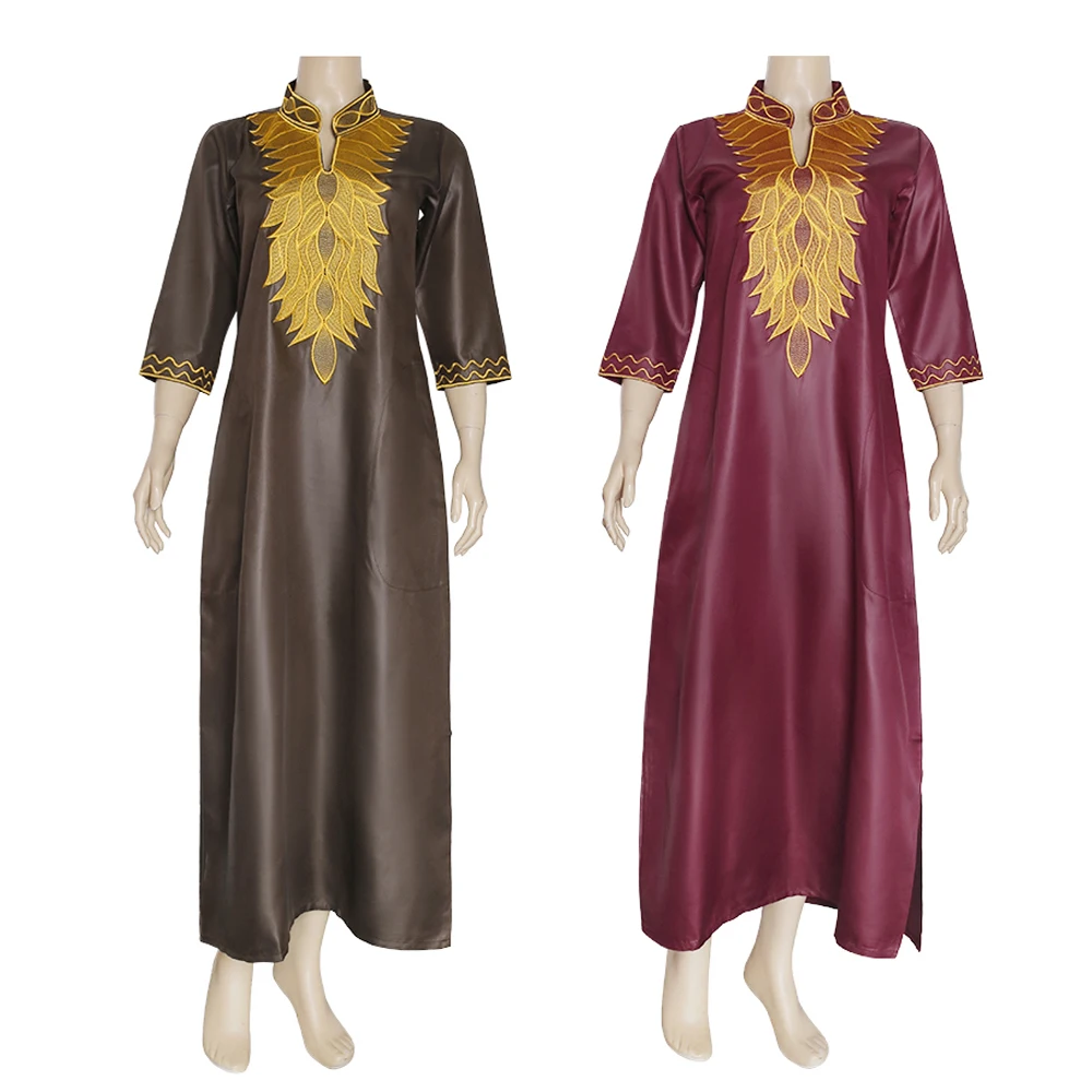 
 South African Traditional Wear Dashiki Maxi Dresses For Women Gold Embroidery Lady Dress Wedding Party Robe Plus Size Clothes  