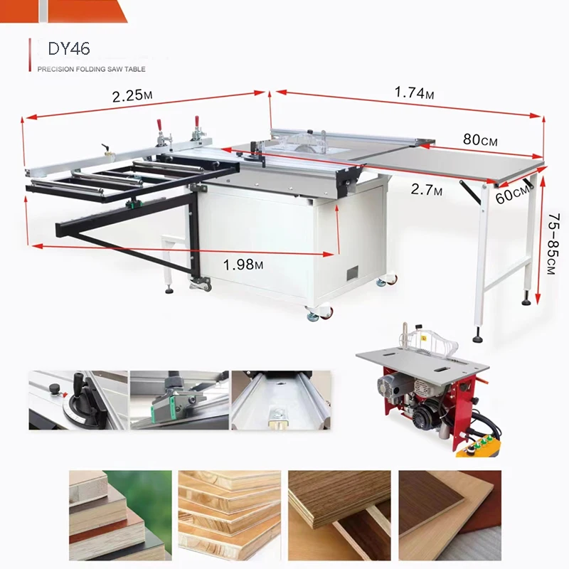 WOODPRO DY46 sliding table panel saw machine 45 and 90 degree wood saw automatic cutting machine