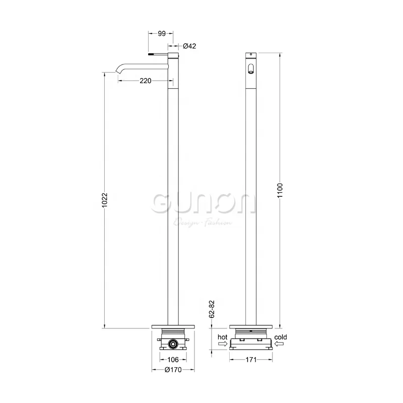 Popular Gray Floor Mounted Wash Basin Mixer Faucet Hotel Upscale Contemporary Hot Cold Water Mixer Single Handle Single Hole
