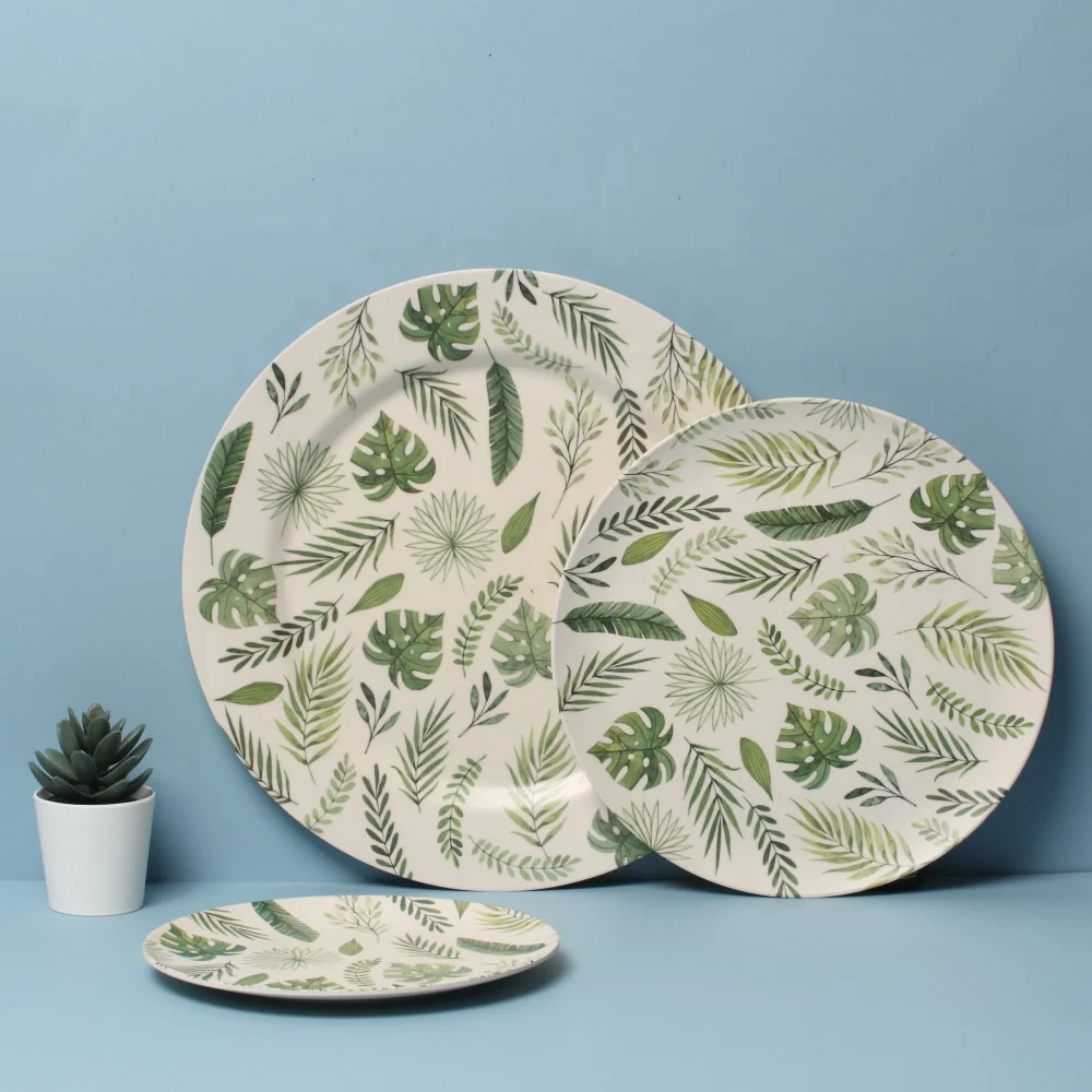 MLS hot sell round restaurant plate bamboo fiber tableware