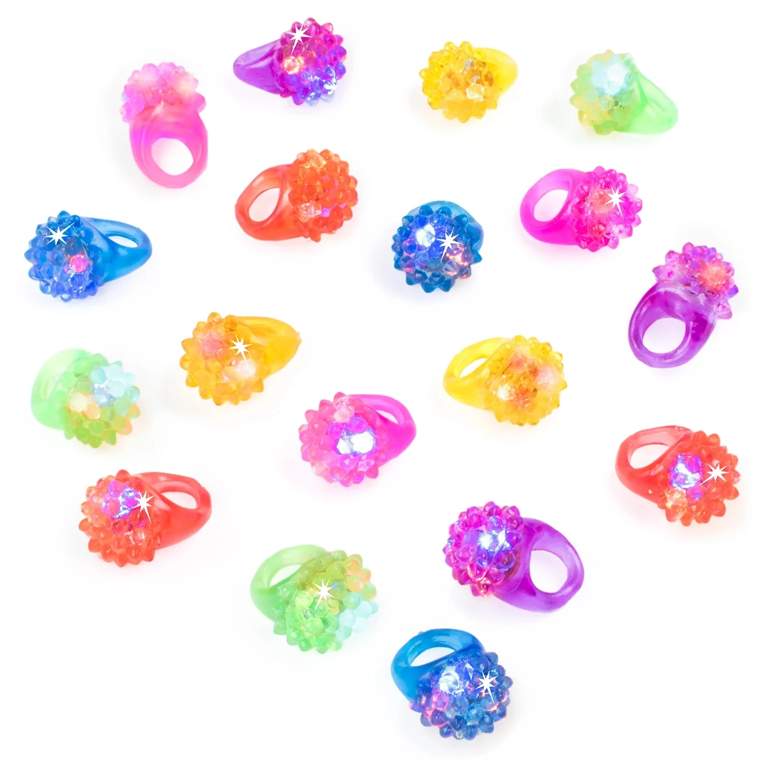 LED Light Up Porcupine Spike Rings Bulk Binky Jelly Ring Party Favor for Bar and Parties Assorted Colors