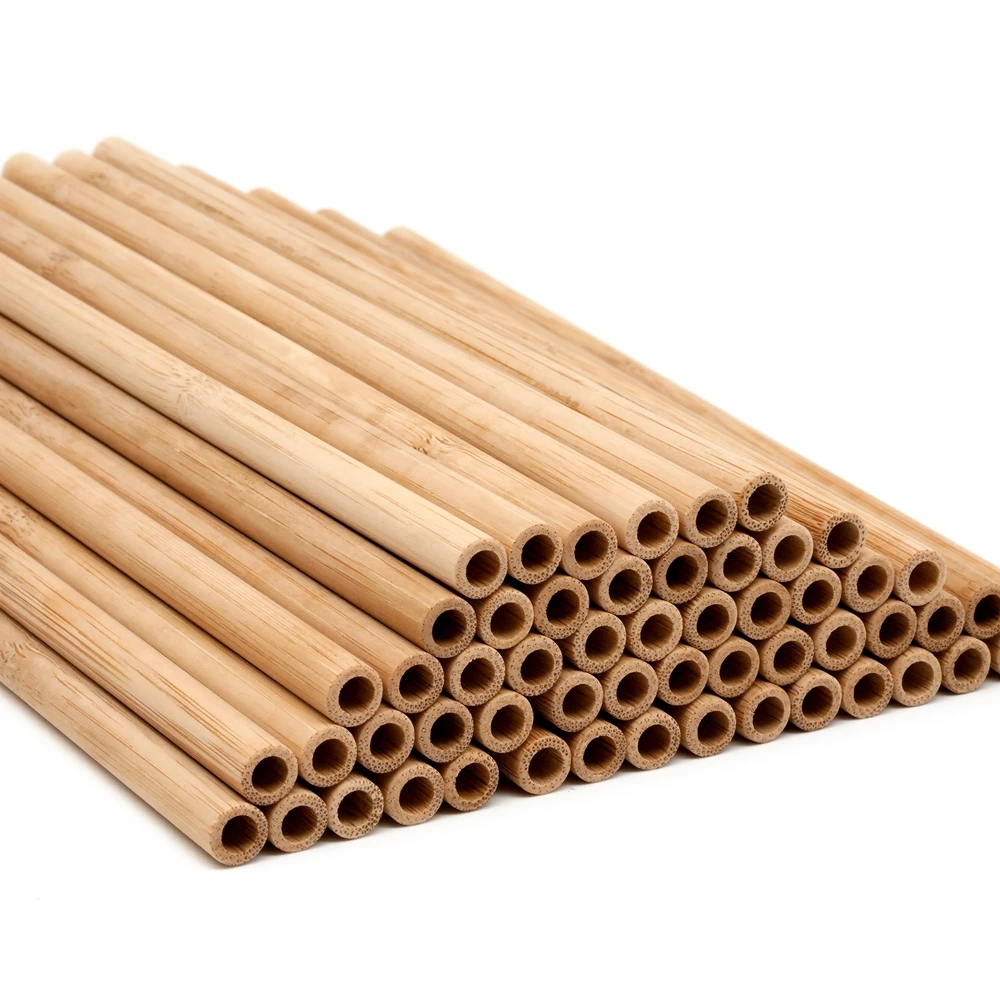 
Biodegradable compostable natural reusable drinking bamboo straw with cleaner brush 