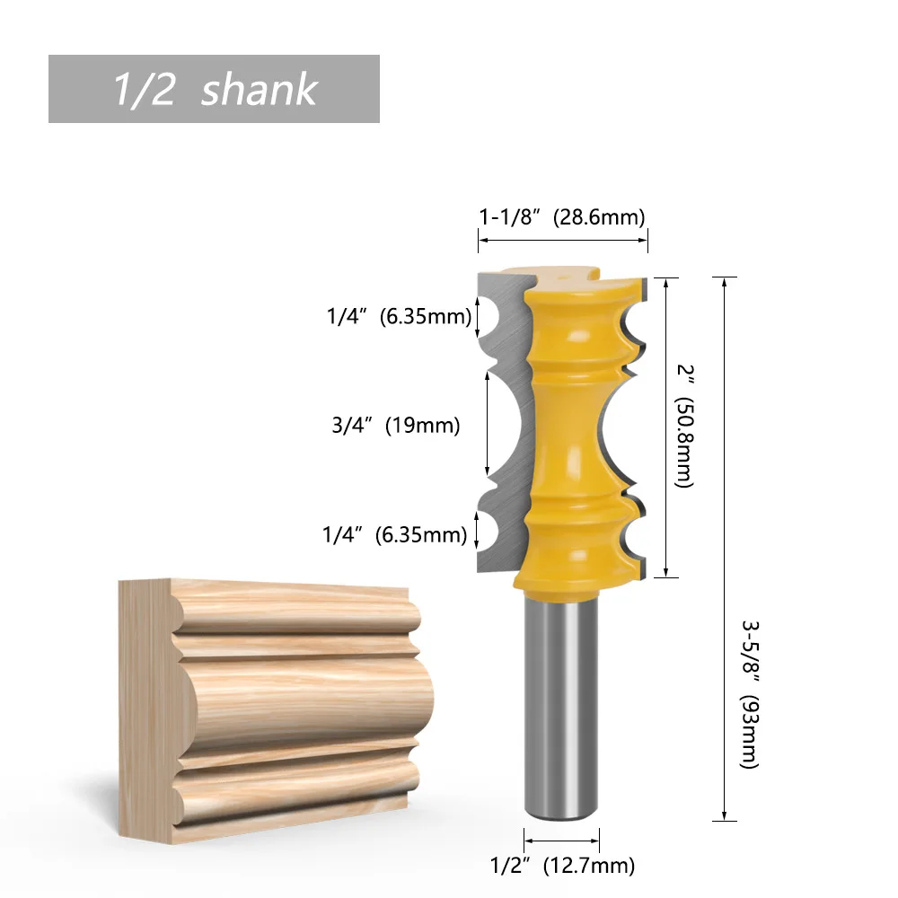 milling cutter 1/2 & 12 shank router bits door frame edge tenon cutter woodworking router woodworking tools