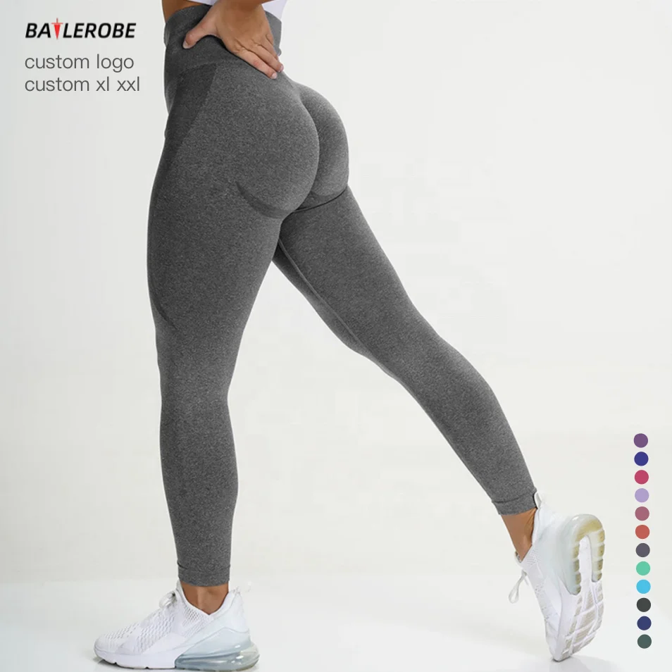 BATTLEROBE custom logo seamless yoga leggings for women gym fitness high waist tights woman sport compression leggin legging