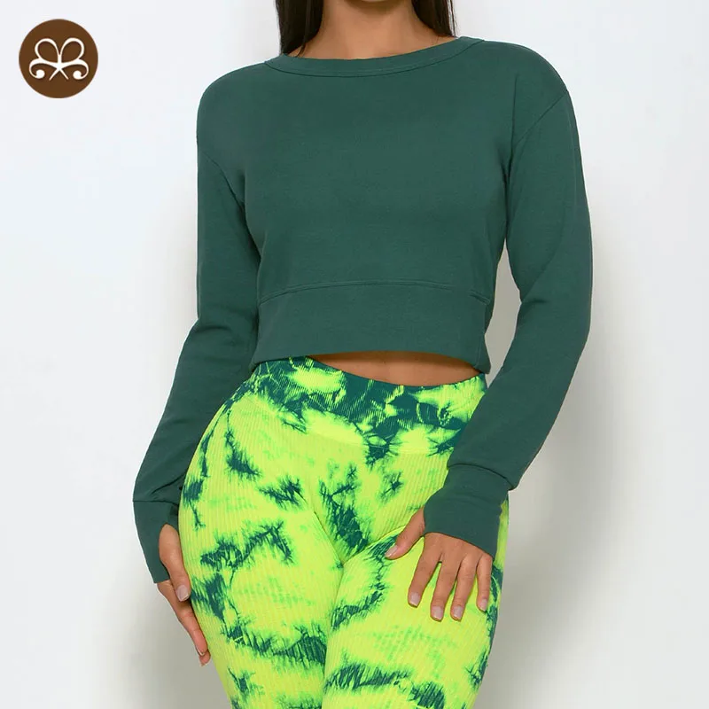 Custom New design Fashion plain open back pullover girls Casual Women Fitness Long Sleeve hoodies