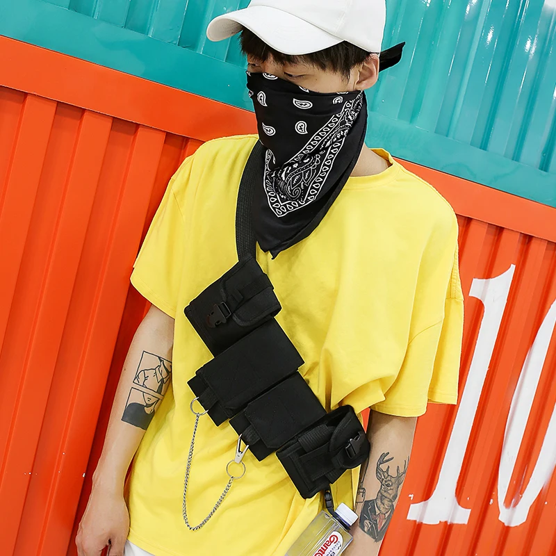 
Fashion streetwear functional tactical cross shoulder bags hip hop chest rig waist bag 