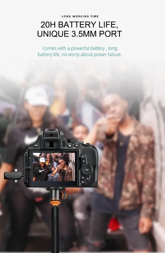 Factory price 3 in 1 low latency noise cancelling black mini mic wireless lavalier microphone professional for android camera