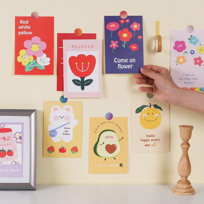 Customized Cute Cartoon Ins Nordic Wall Sticker Decorative Card Wall Bedroom Postcards