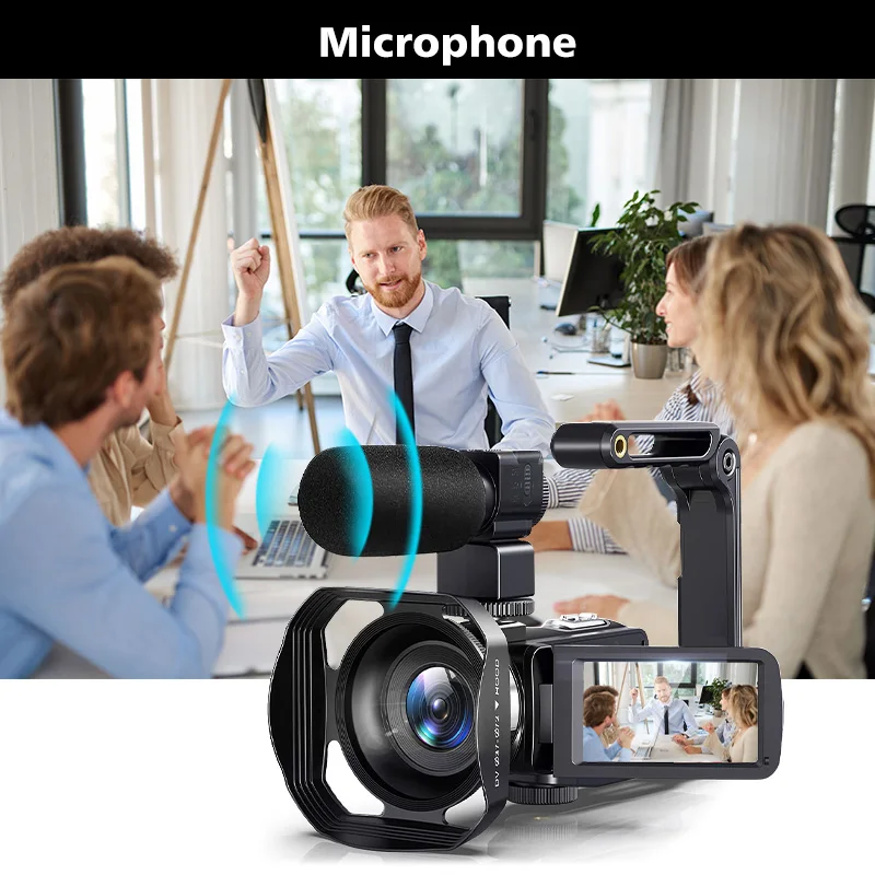 Video Camera 8K Professional Mini Camera Portable Digital Video Recorder Body Mini Vlog Camera With Wireless Microphone
