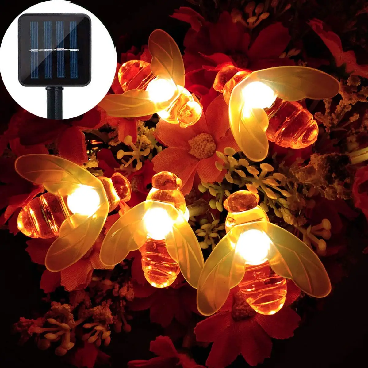 
1.5W/2W/3W/4W USB Solar Panel String Lights 50LED 100LED Solar String Tree Lights Honey Bee Solar Fairy Lights 