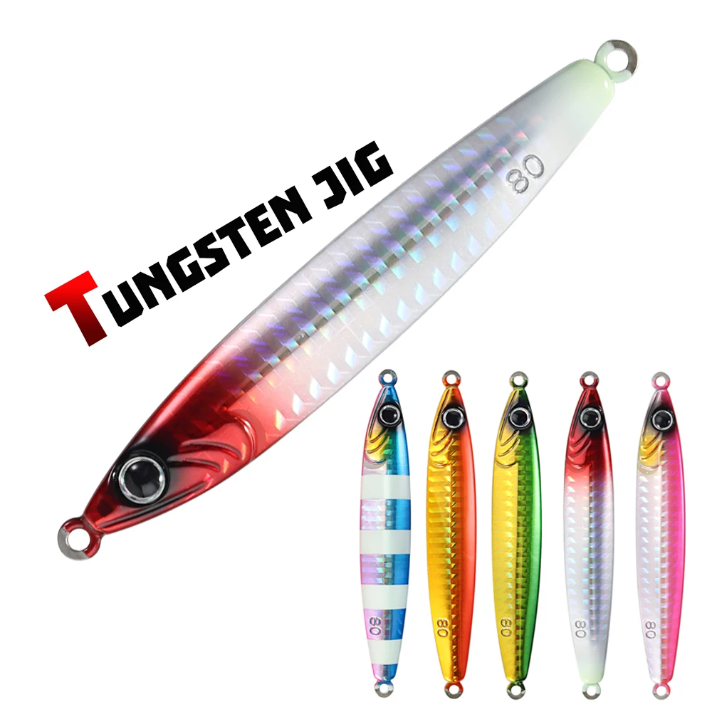 30g 40g 60g 80g vertical Tungsten Jig Saltwater slow pitch jigging Fishing Metal Jig Lure swim bait