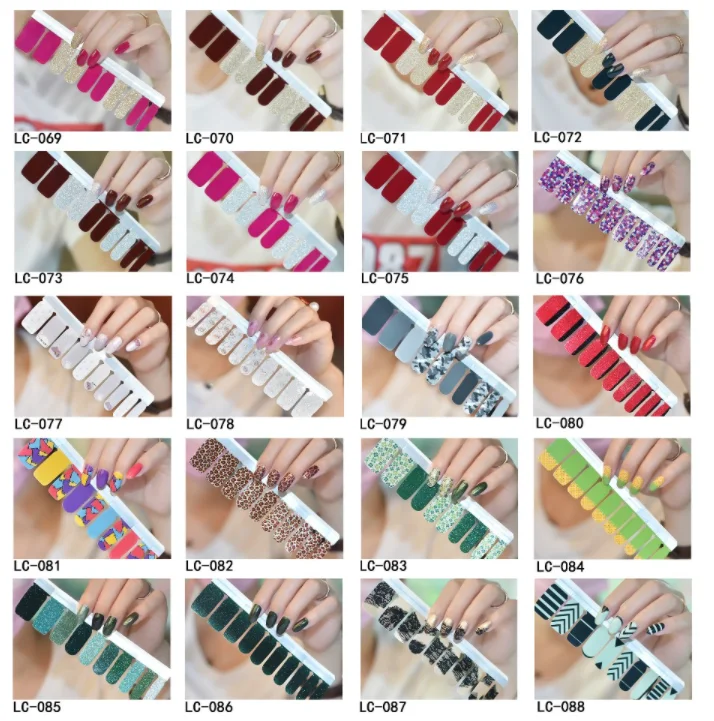 Private label real nail polish gradient glitter strips nail lacquer sticker