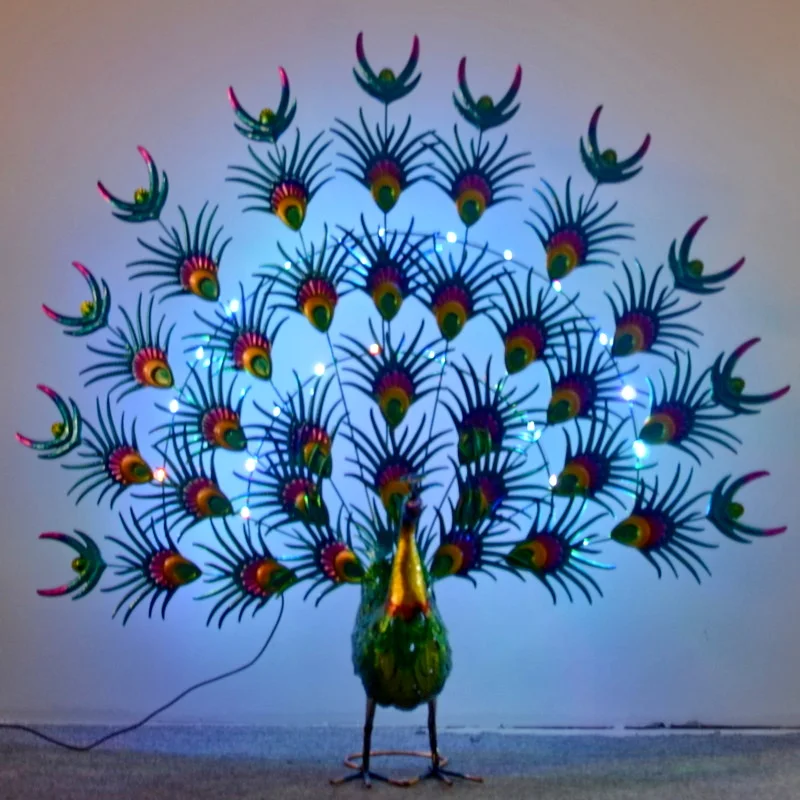 christmas decoration wedding gift lighting metal large peacock statue