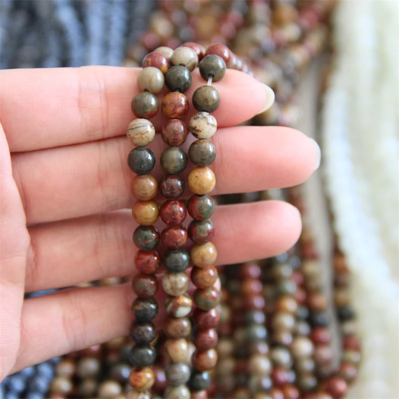 Factory Wholesale 4mm & 6mm round Natural Picasso Jasper Beads for Bracelet Making for Jewelry Making