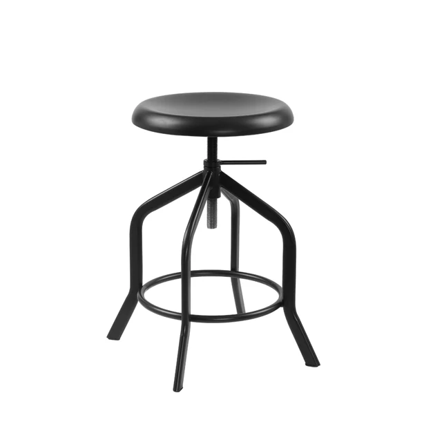 Simple Design Backless Round PVC Seat Bar Stool with Footrest