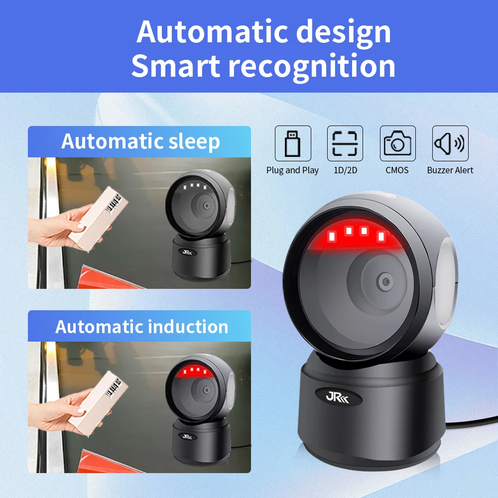 JR 2024 T27H Express Logistics QR Desktop Scanner QuickReading 1D 2D Barcode Hot Selling cashRegister POS