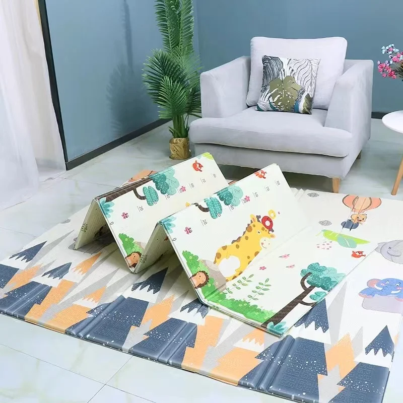 Children Double Sided Non-Toxic Educational Toy Large Cartoon Pattern Foldable Floor Pad Carpet Xpe Foam Baby Crawling Play Mat