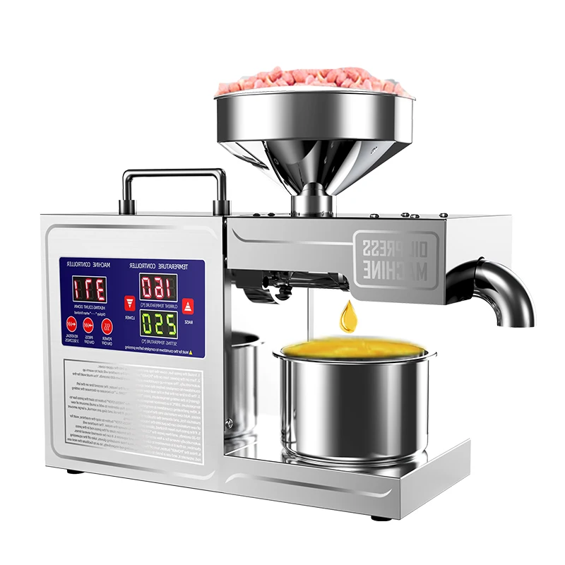 castor seed oil press machine Popular household mini stainless steel smart display peanut oil 220v  110v