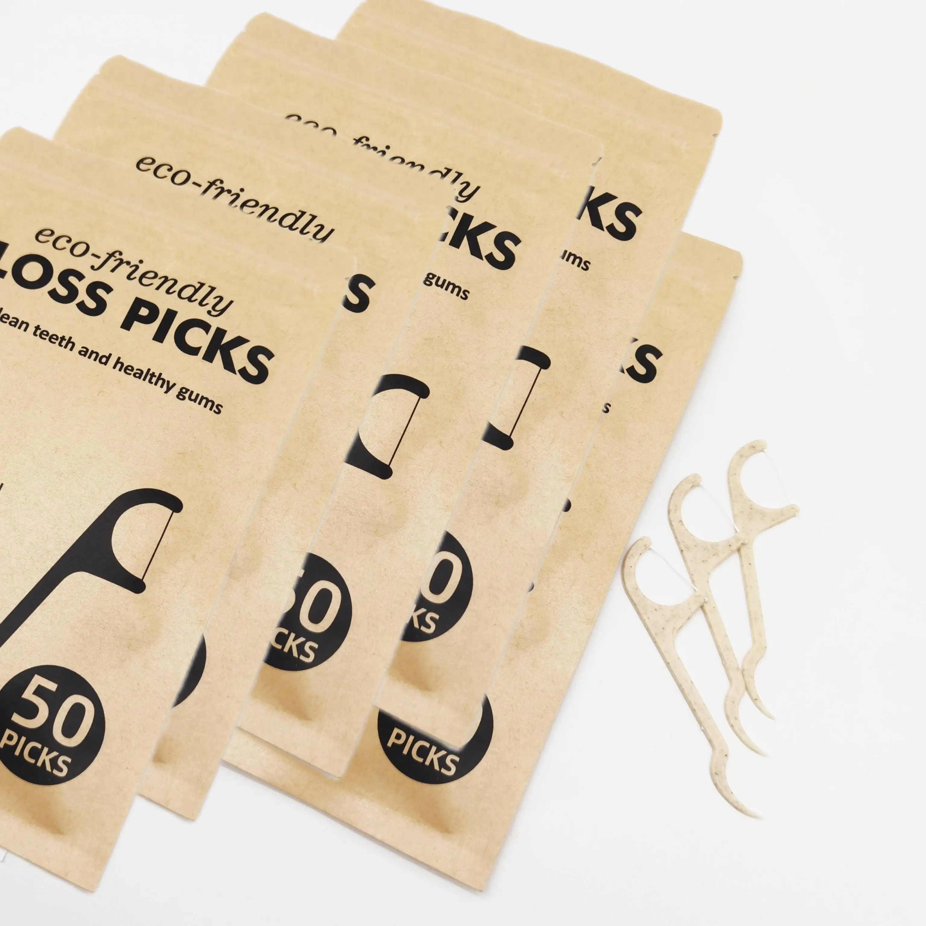 50 packed Dental Floss picks Oral Cleaning Toothpicks Biodegradable Corn Toothpick Sticks for Home Hotel Restaurant