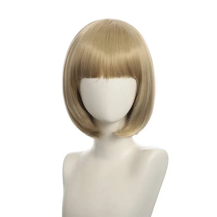Heat Resistant Synthetic Short Blonde Bobo Cosplay Hair Wigs Women  Short Straight Bob Wig