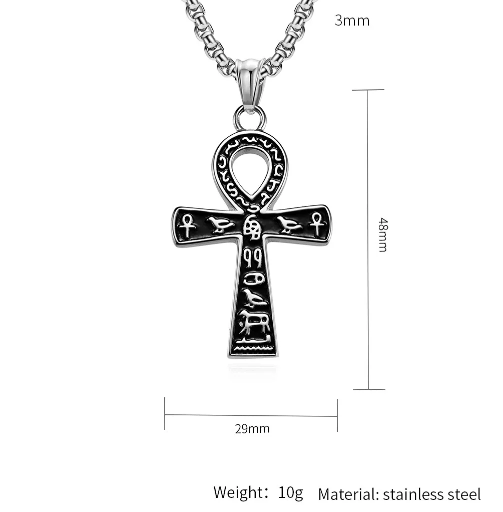 Cross Necklace Ancient Egyptian Symbol Anka Cross Titanium Steel Christian Necklace for Christmas Holiday Gift