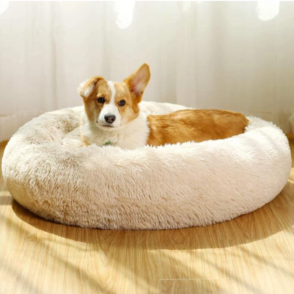 Self-Warming Machine Washable Pet Bed, Faux Fur Pet Bed Self-Warming Donut Cuddler