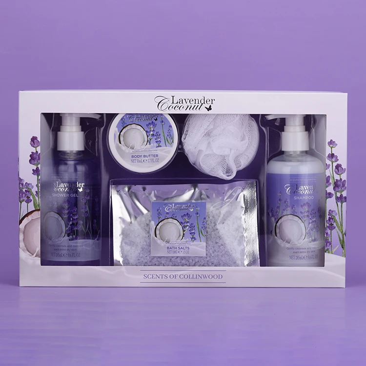 Wholesale 285ml shower gel shampoo lavender bath spa gift kit women bath and body care set