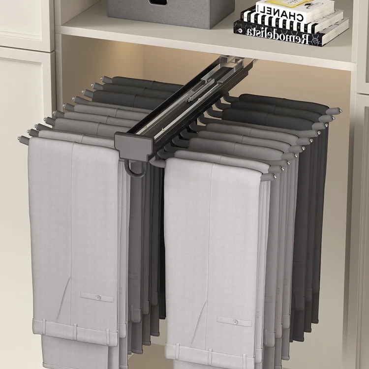 High Quality Wardrobe Pull-Out Trouser Racks Metal Trouser Hangers Are Installed On Top Of Hotel Home Lockers