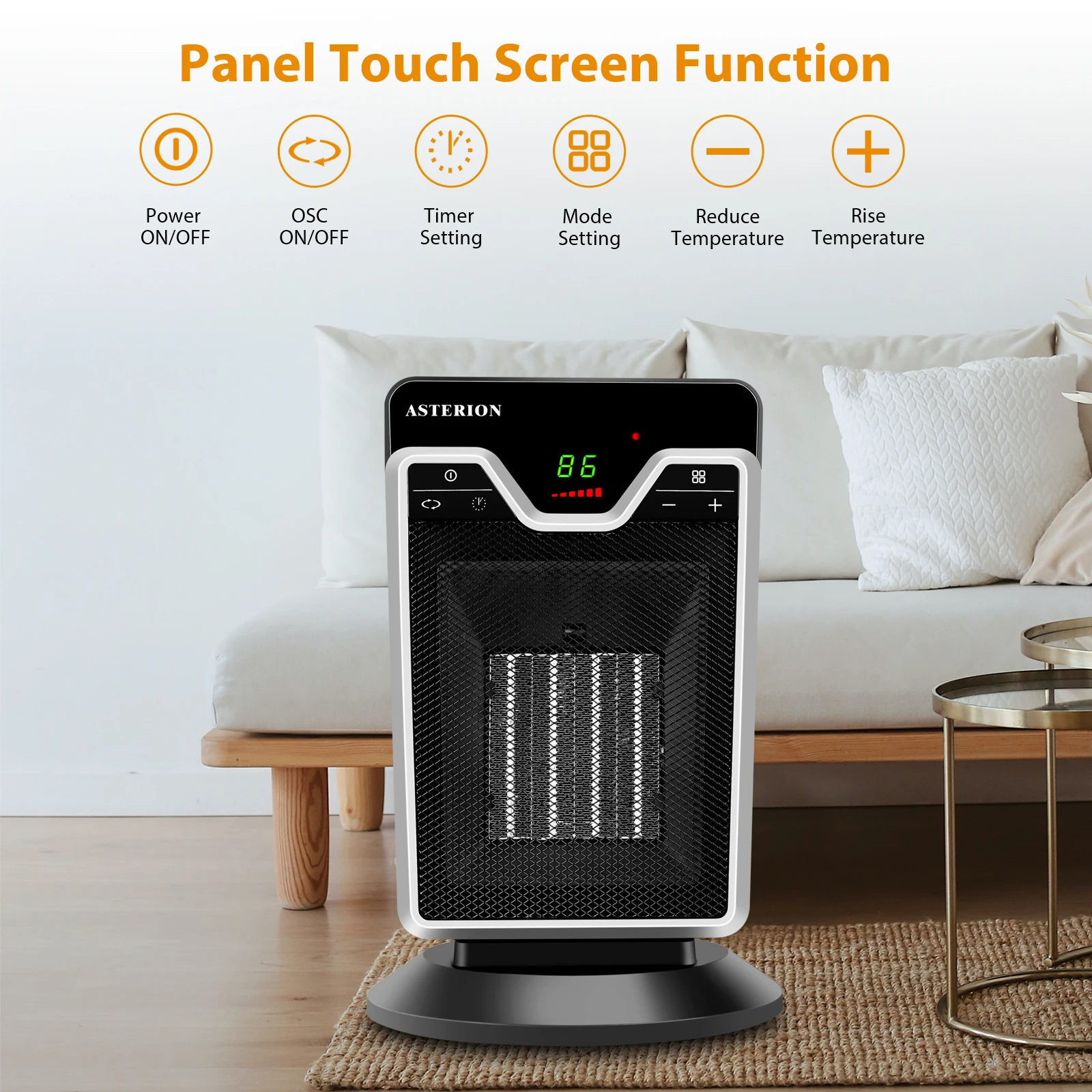 1500W 120V Home Space Heaters Thermostat Electric Warmer PTC Ceramic Air Heating Fan with Remote Control and Timer