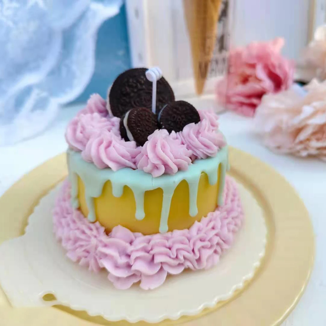new arrival creative cream oreo cookie cake diy scented soy wax candles scent oil fragrance food candle
