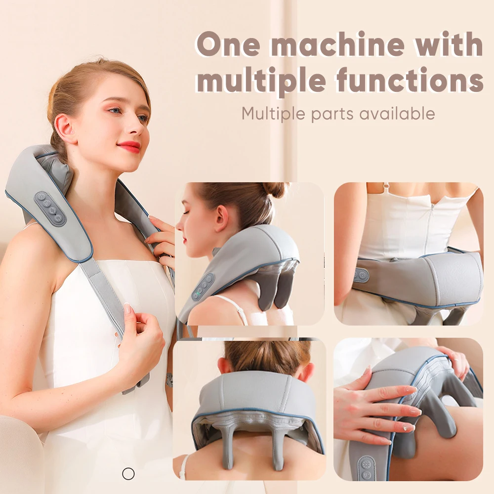 Oem Electric Kneading Shiatsu Back And Neck Shoulder Massager Pillow Neck Relief Belt,Neck Massager Timing Control USB charging