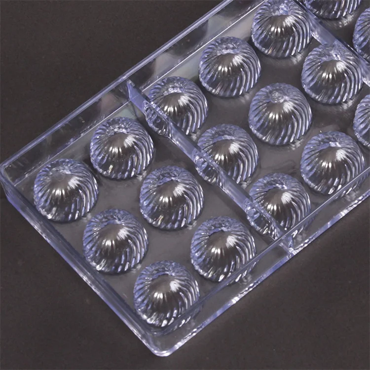 Polycarbonate 21 Cups Chocolate Bomb Mold Spiral Bullet Chocolate  Bon Mould Injection PC Solid Plastic Jelly Candy DIY Molds