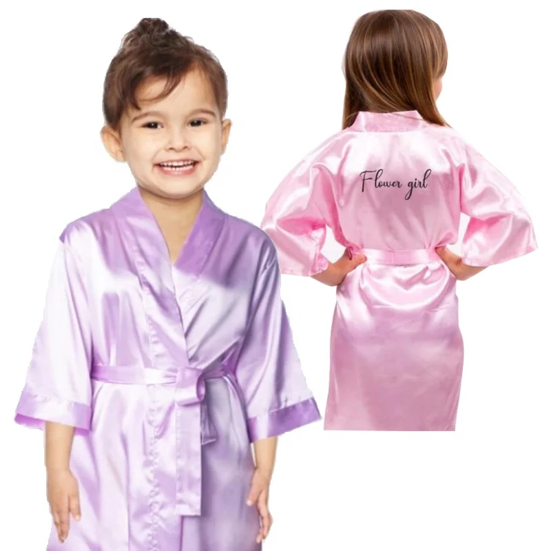 135 Colors Available Women and Children Wedding Party Silk Satin  Bridal Kimono Robes