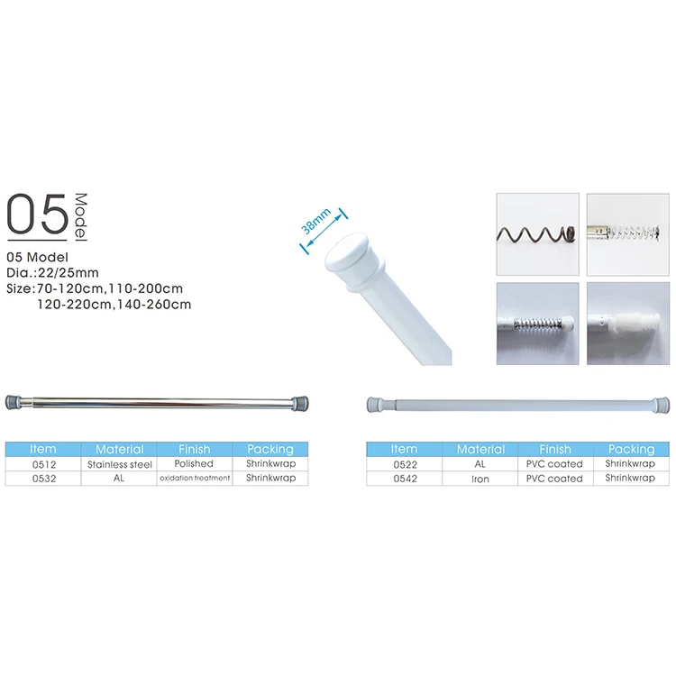 Shower Curtain Rod Set Metal With Iron Rod No Drill Ceiling Support Gold Bedroom Bathroom Accessories Polished Curtain Rod Knob