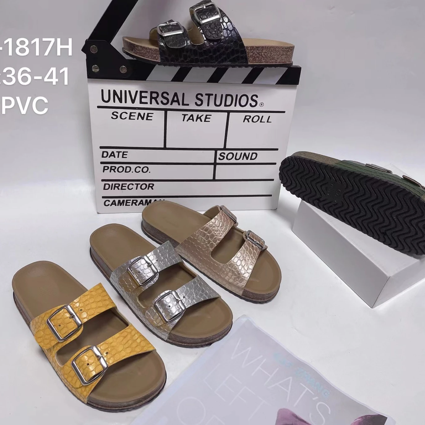 Новинка обувь из ПВХ с двумя пуговицами натуральная кожа ремень уличные тапочки Нескользящие деревянные