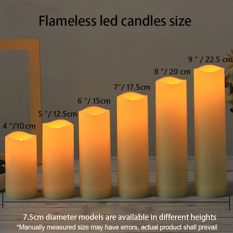 Battery Operated Flameless Candles 4/5/6/7/8 Inch LED Flickering Candles With Remote Control