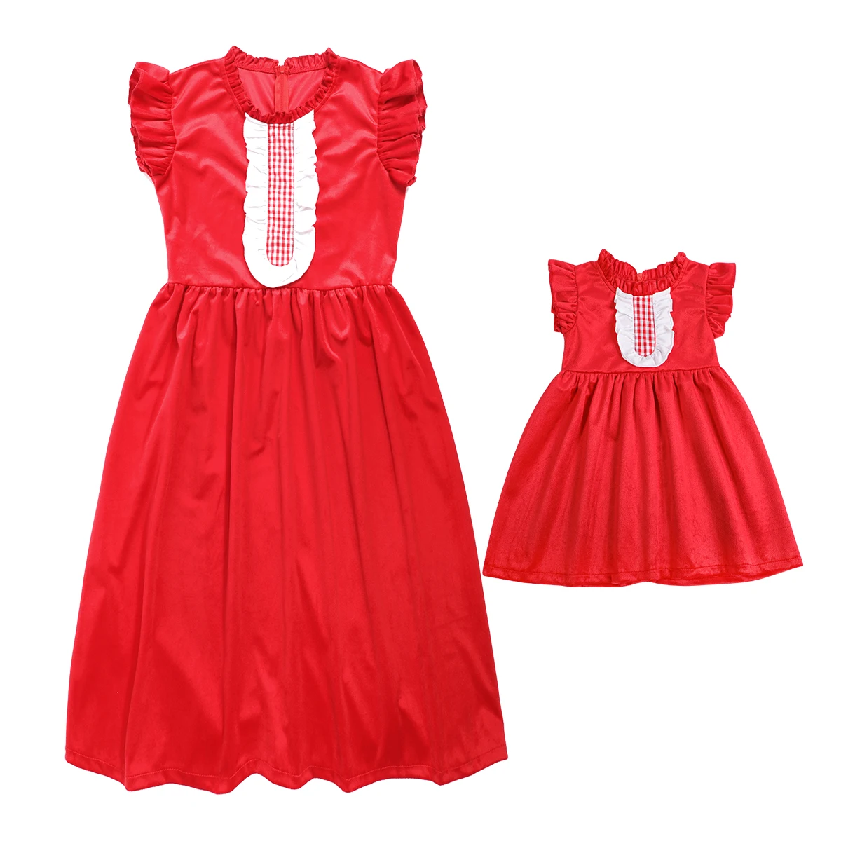 Winter Children Clothes Christmas Velvet Dress for Kids Flying Sleeve Baby Girls New Year Party Dresses