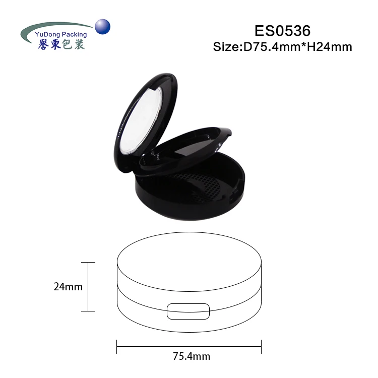 User friendly round double layer festival Wet & Dry Pressed Powder Compact Packaging Case with window