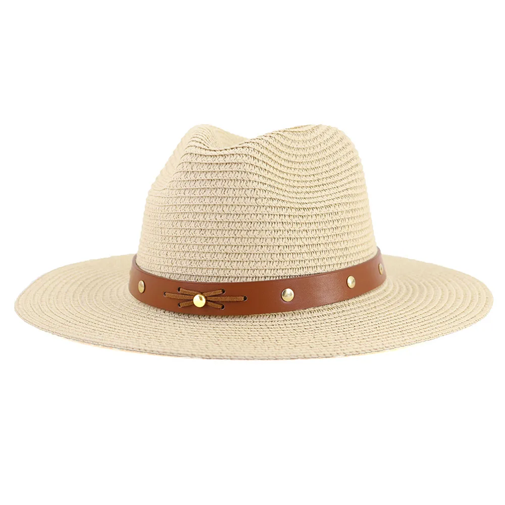 Custom Panama Shape Summer Fedora Sun Hat Blank Paper Straw Hats for Women Lady Outdoor Beach Daily Party Fashion Anti UV
