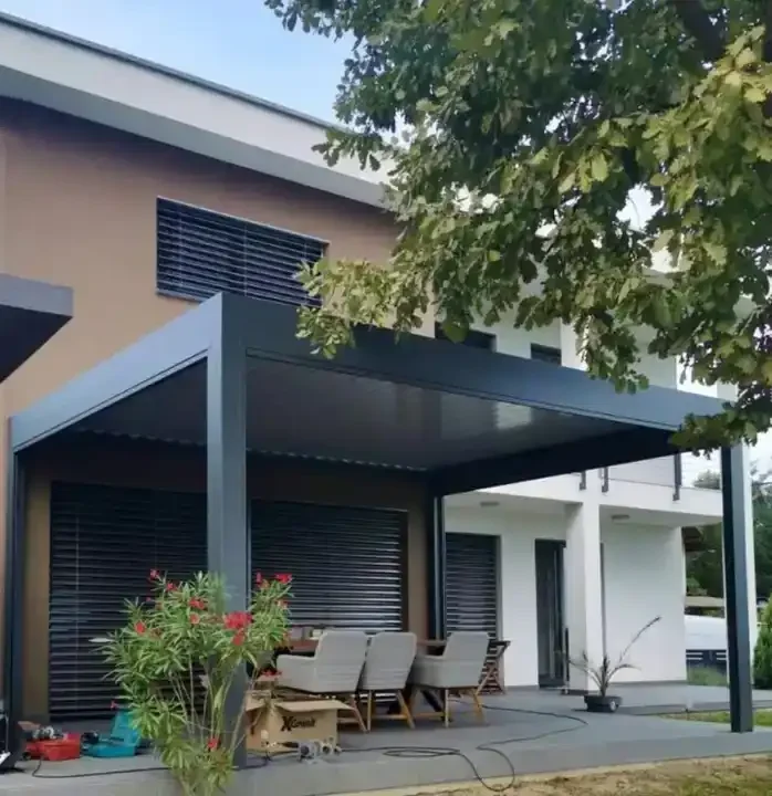 Manual Modern Louvered Roof Outdoor Motorized Patio Terrance Arch Waterproof Bioclimatic Gazebo Pavilion Aluminum Pergola 3X3