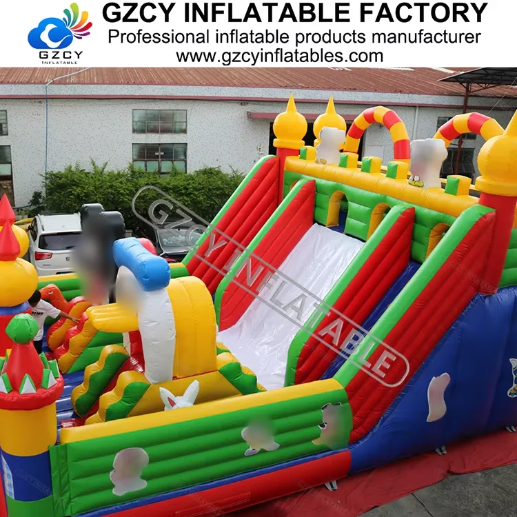 Inflatable playground land park inflatable amusement bouncy castle slide inflatable entertainment fun city