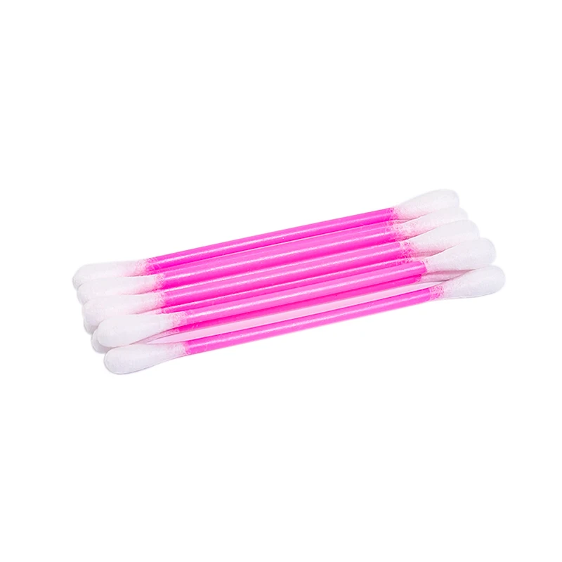 Reliable 300Pcs Pink Plastic Stick Cotton Buds With Suction Packaging Card for Delicate Applications and First Aid