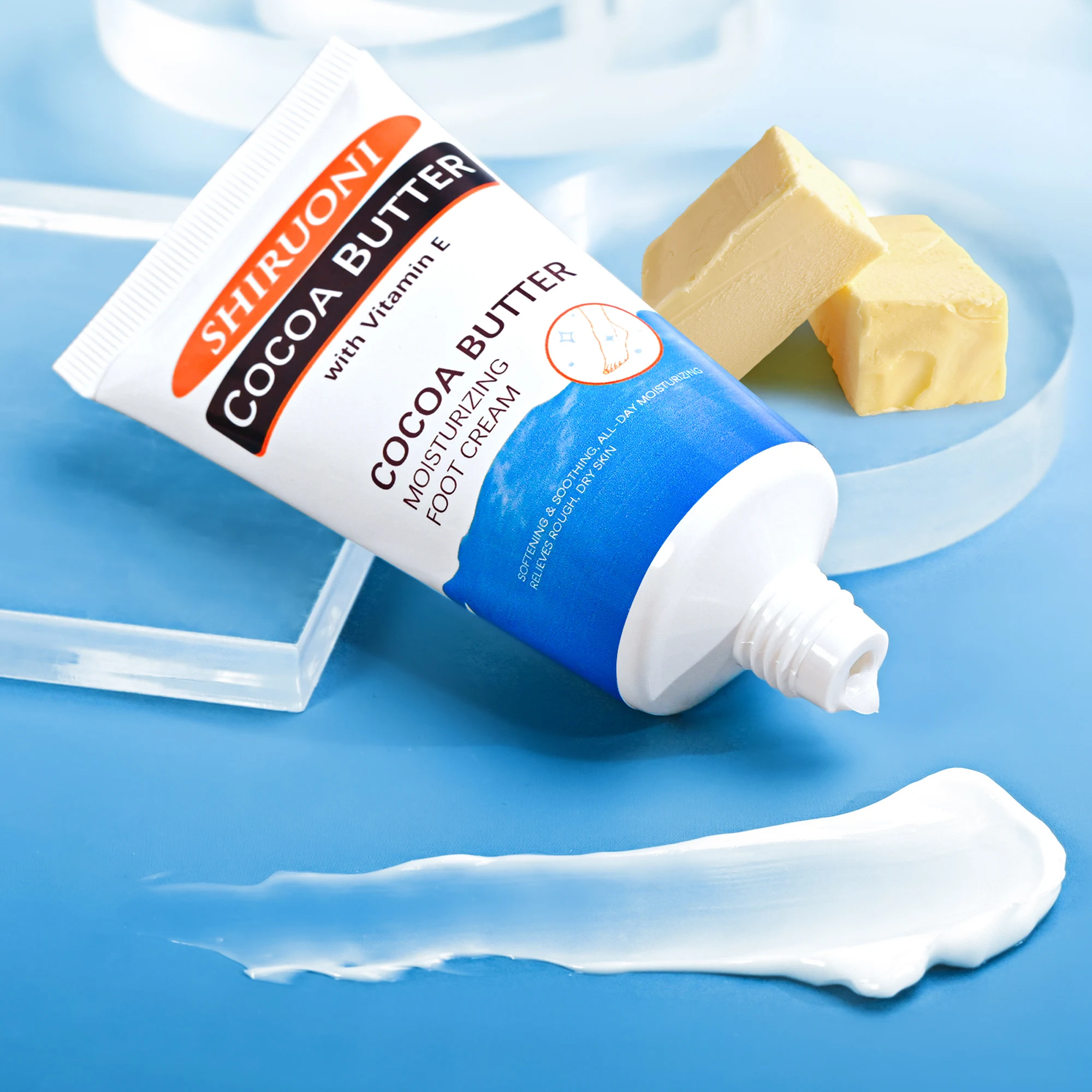 Custom Wholesale Soothing And Refreshing Repair Foot Care Deep Hydration Moisturizing Vitamin E Cocoa Butter Foot Cream