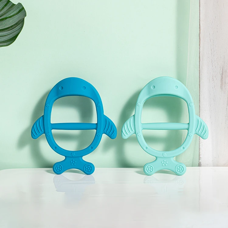 Силиконовый детский Прорезыватель для зубов в форме акулы, Многоцветный выбор, детские игрушки для прорезывания зубов с коробкой