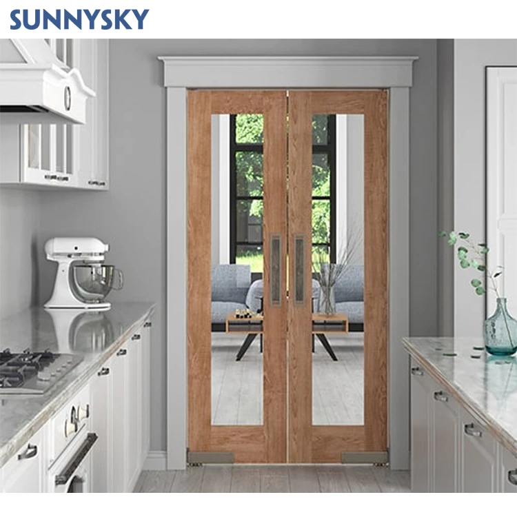 Sunnysky Wholesale Supplier Factory Modern White Double Wooden Door Bedroom Room Interior Door Panel Wooden Door